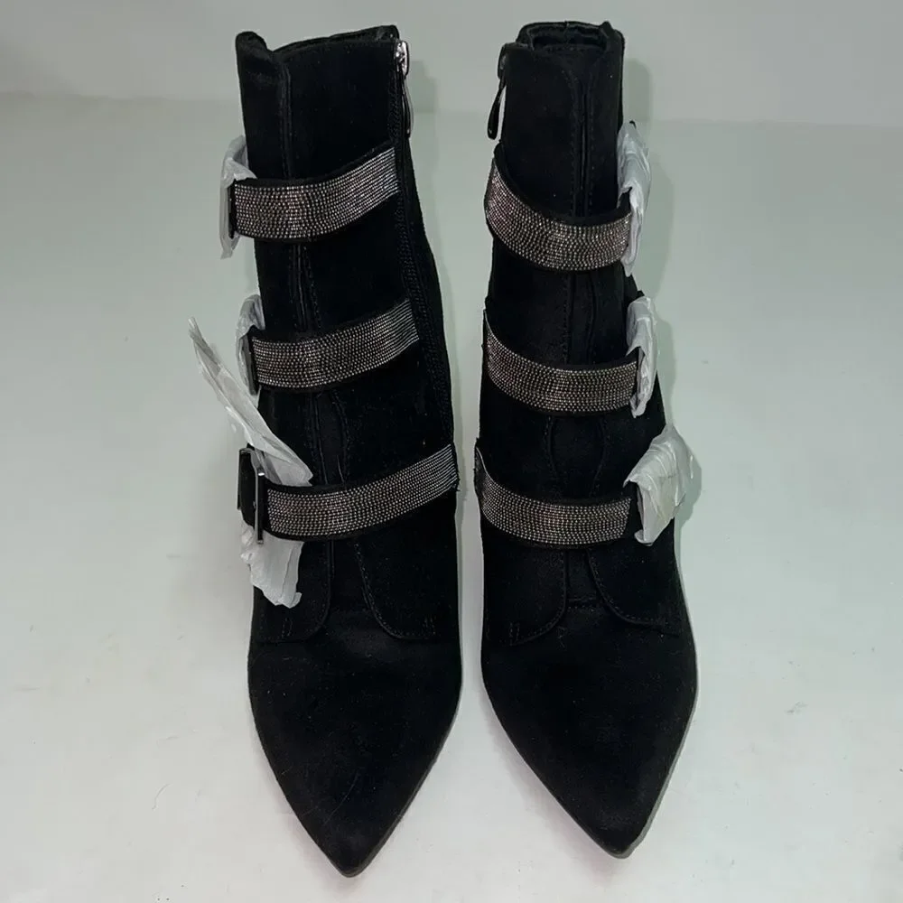 Venus sexy stiletto ankle boots with‎ metal graphite hardware D15